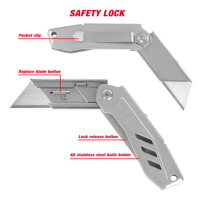 Hyper Tough 4-Piece Folding Utility Knife Set, Includes 29 Blades, Model  41007V 