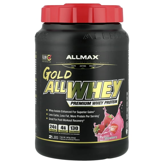 ALLMAX Gold AllWhey®, Premium Whey Protein, Strawberry, 2 lbs (907 g)