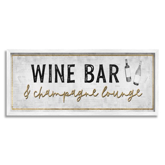 Stupell Industries Wine Bar Champagne Lounge Distressed Vintage Kitchen Sign,30 x 13, Design by Natalie Carpentieri
