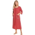 thumbnail image 7 of Women's Soft Striped Robe  3/4 Sleeve Spring & Fall Nightgown with Front Zipper, Pockets for Outdoor and Home, 7 of 7