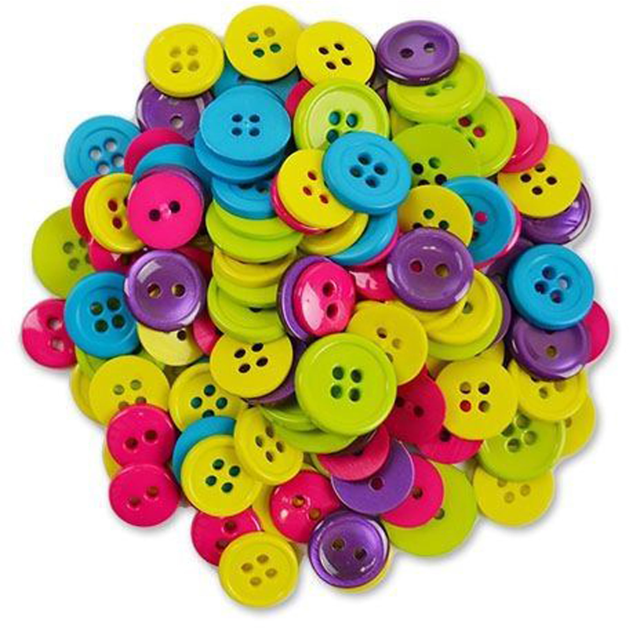 (3 pack) Favorite Findings Bright Colored Round Fun Sew Thru Buttons, 130 Count
