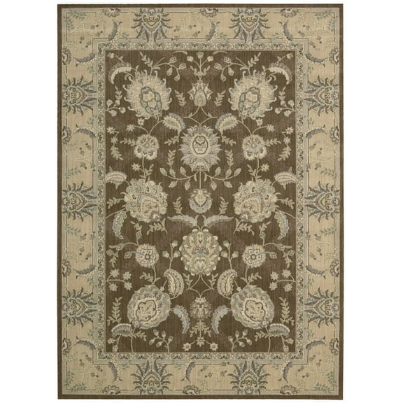 Nourison  Persian Empire PE22 Area Rug Brown/Multi 5'3" x 7'5" Latex Free Synthetic, Viscose, Wool Border 6' x 9' Indoor Living Room