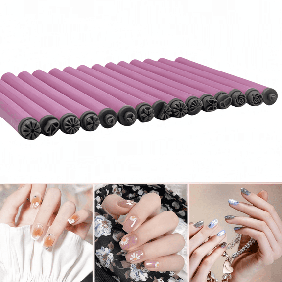 15Pcs Nail Art Stamper Pen Set, Flower Nail Stamper Pen,Nail Art Pen Nail Stamping Plate Nail Art Stamper Kit, Nail Stamper Nail Art Tool with Different Patterns, Nail Art Tools for Women