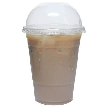 [16 oz.] Plastic PET Cups with Straw Slot Lids, BPA-, Perfect for Iced Coffee, Smoothies, Tea, Boba - Recyclable (50, Cups with Dome Lids)