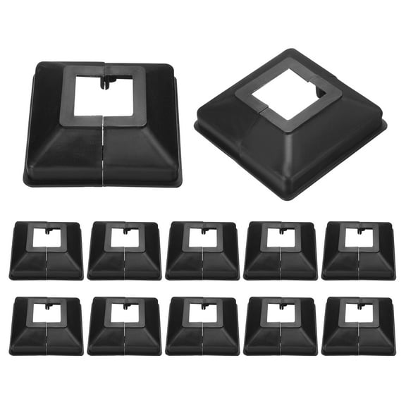 12 Pack Post Base Cover, 3.5x3.25 (Internal Size 1.2x1.2) Split Style Post Skirt, Porch Column Wrap for Post Fence Deck Cable Railing Baluster Stair Rails, Black