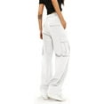 thumbnail image 2 of Cargo Pants Women  High Waist Baggy Cargo Pants Cotton Multiple Pockets Straight Wide Leg Trousers  Pants, 2 of 7