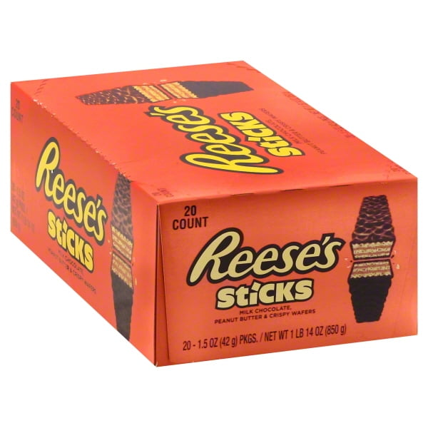 Reeses Sticks Peanut Butter and Crispy Wafer Bars, 1.5 Oz, 20 Ea