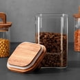thumbnail image 4 of 3-Pack 40oz Square Glass Jars with Wooden Lids - Airtight Food-Grade Storage Containers for Coffee Beans, Nuts, Snacks & Salads, 4 of 7