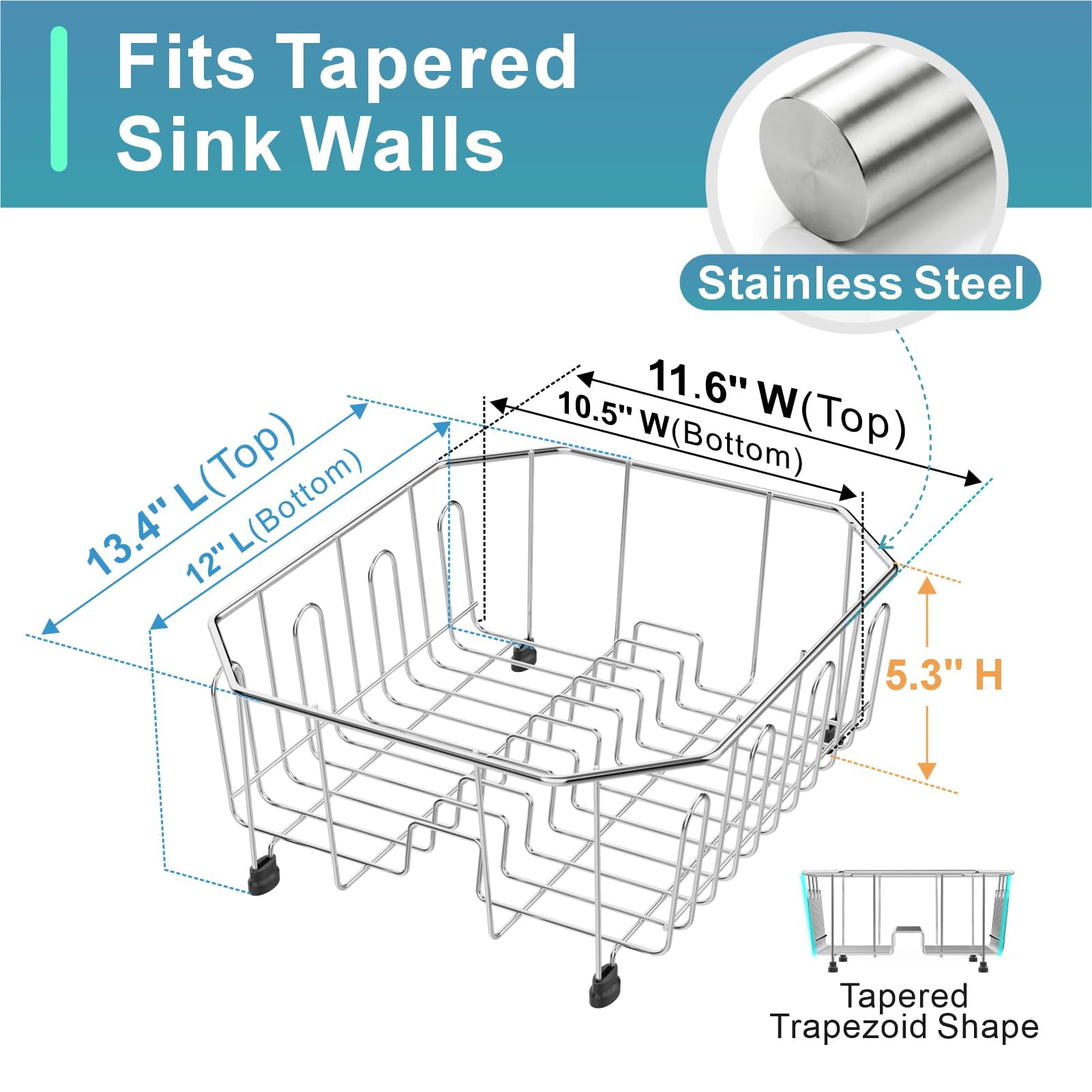 Small In Sink Dish Drying Rack - Stainless Steel Compact Drainer For Rv Kitchen Apartment  Rust Resistant Inside 1-2 Person Households 11.6" W X 13.4" L Silver