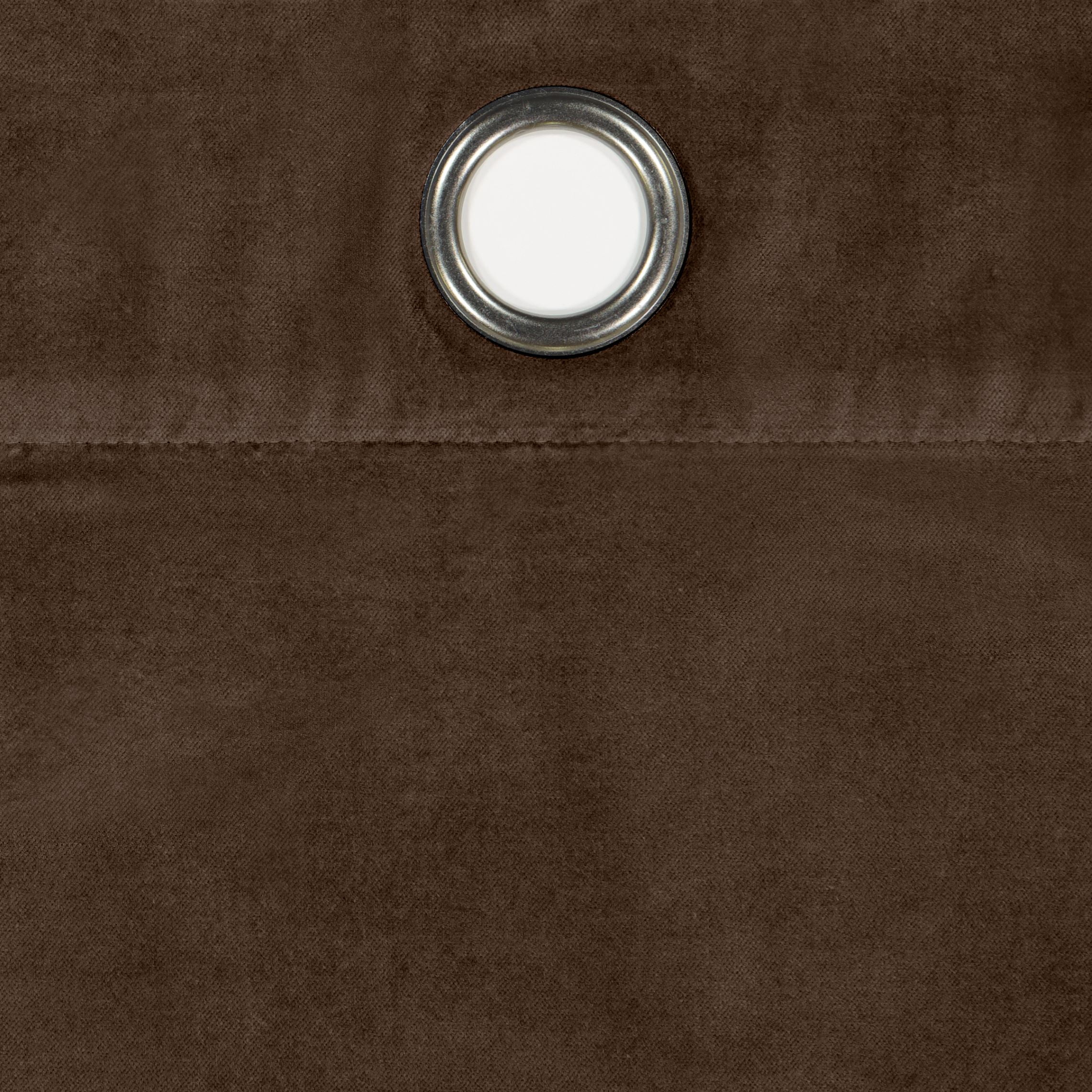 Eclipse Luxury Cotton Velvet 100% Blackout Grommet 96" x 50" Curtain Window Panel in Chocolate