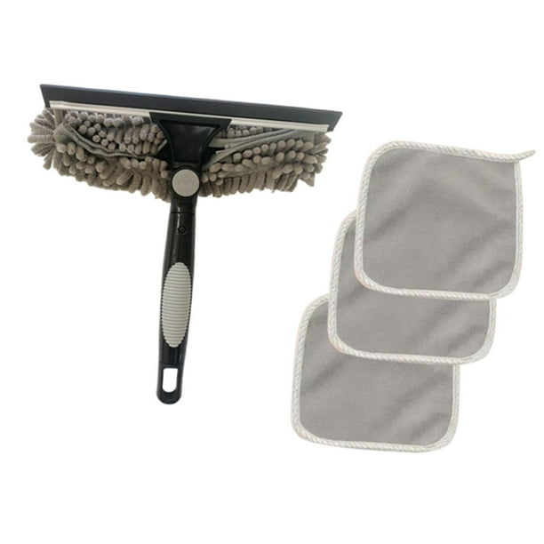 Limpiacristales 2 en 1, herramienta de limpieza de vidrios, limpiador manual fácil de usar. Gris