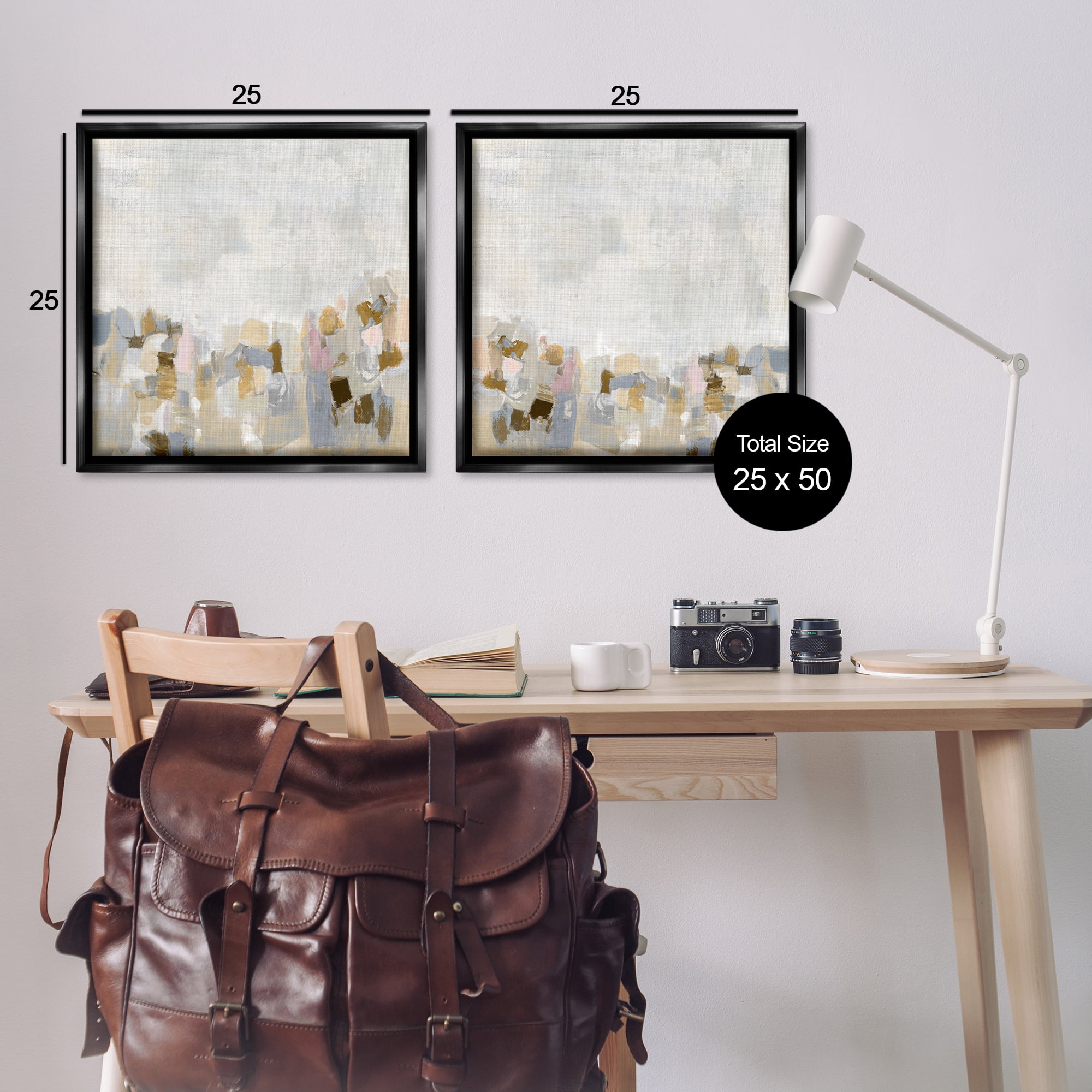 Stupell Industries Gray Subtle Abstract Abstract Painting Black Floater Framed Canvas Art Print Wall Art, 25 x 25, Set of 2