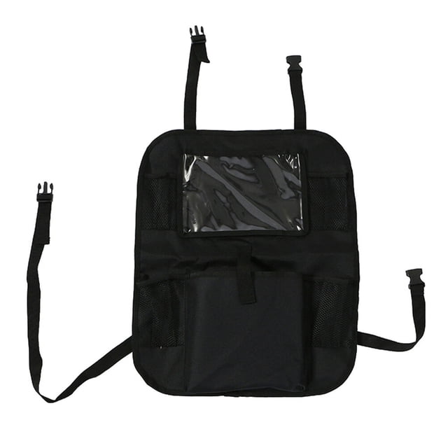Bolsa de almacenamiento para asiento trasero de coche, gran capacidad, multifunción, protector de espalda, bolsa colgante, protector de patadas, protector de asiento, color negro