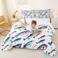 thumbnail image 3 of Feelyou Ink Splash Fish Queen Comforter Set for Kids Boys Girls, Hook Ocean Animal Bedding Comforter Set, White Blue, Reversible, 3pcs, 3 of 6