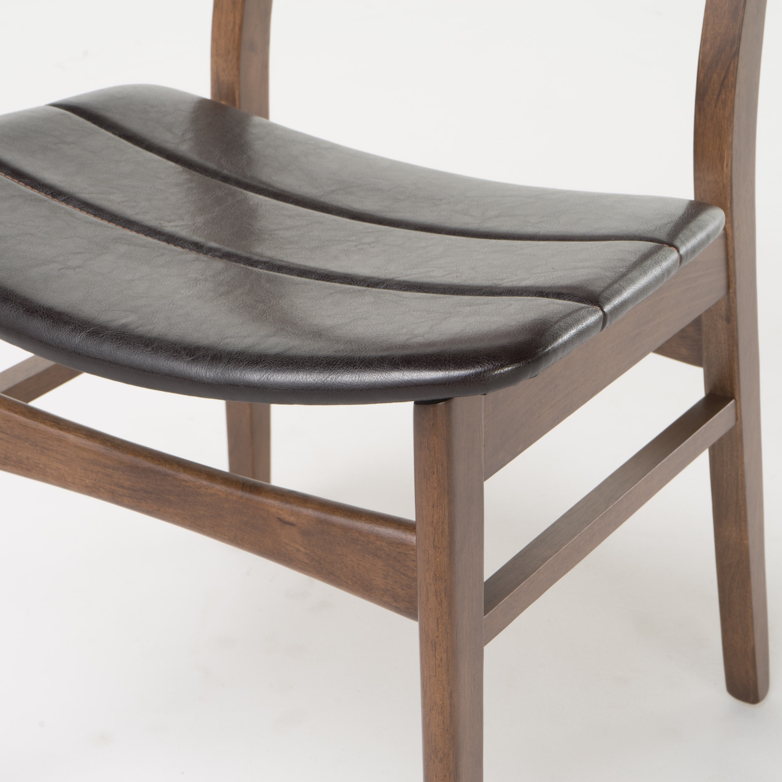 Noble House Ava Mid Century Modern Bonded Leather Dining Chairs, Set of 2, Dark Brown