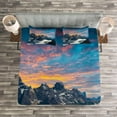 thumbnail image 3 of Ambesonne Mountain Quilted Bedspread Set 3 Pcs, Alpine Clouds Foggy, Queen Size, Black White Blue, 3 of 3