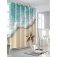 thumbnail image 5 of Beach Coastal Waterproof Fabric Shower Curtain, Summer Nautical Starfish Aqua Beige Shower Curtain for Bathroom Curtains Bathtubs Hotel Washable Shower Curtains with 12 Hooks Standard 72x72, 5 of 6