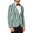 thumbnail image 4 of INSPIRE CHIC Men's Suit Striped Single Breasted Slim Fit Casual Vertical Stripes Blazer S Green White, 4 of 5