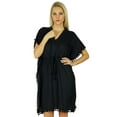 thumbnail image 2 of Bimba Women Cotton Kaftan With Pom Pom Tassels Short Caftan Beach Coverup, 2 of 7
