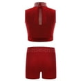 thumbnail image 2 of TSSOE Little Girl's Active Clothes Set Gymnastics Dance Outfit 6-16 Years Crop Top with Sport Shorts Burgundy 14, 2 of 3