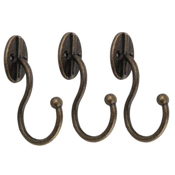 Uxcell Household Metal Vintage Style Wall Mounted Single Hook Hangers Clothes Hat Coat Robe Hanging Bronze Tone 3 Pcs