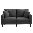 thumbnail image 4 of Dark Gray Corduroy Loveseat Sofa for Small Spaces, High Resilience Upholstered 2-Seater Sofa Couch with Pillows for Living Room, Bedroom, Apartment, 4 of 10