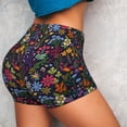thumbnail image 4 of Lsque Flowers And Birds Pattern High Waisted Biker Shorts for Women-Tummy Control Fitness Athletic Workout Running Yoga Gym Shorts,Moisture-Wicking-, 4 of 9