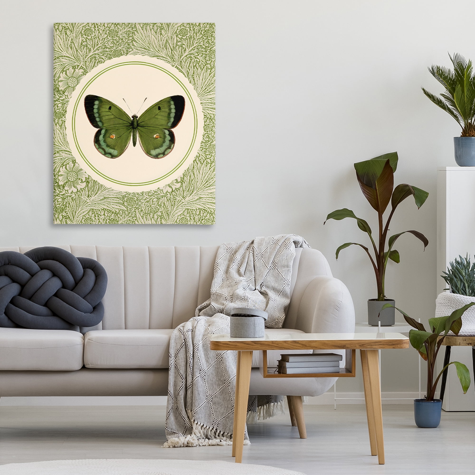 Stupell Industries Green Butterfly Botanical Medallion Canvas Wall Art, design by LSR Design Studio