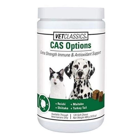 Vet Classics CAS Options Extra Strength Immune Support for Dogs, Cats ? Pet Health Supplement, Dog Antioxidant Care ? Extra-Strength Dog Supplement Formula ? 120-Ct.