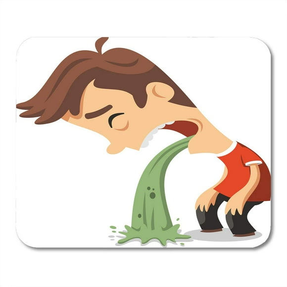 NUDECOR Poisoning Vomit Young Man in Pain Vomiting Cartoon Food Gag Mousepad Mouse Pad Mouse Mat 9x10 inch