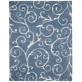 thumbnail image 2 of SAFAVIEH Florida Doug Floral Vines Geometric Shag Area Rug, Light Blue/Cream, 11' x 15' - X-Large - Transitional Modern Design, Light Blue & Cream, Non-Shedding & Easy Cleaning, Ultra Plush Thick Pil, 2 of 11