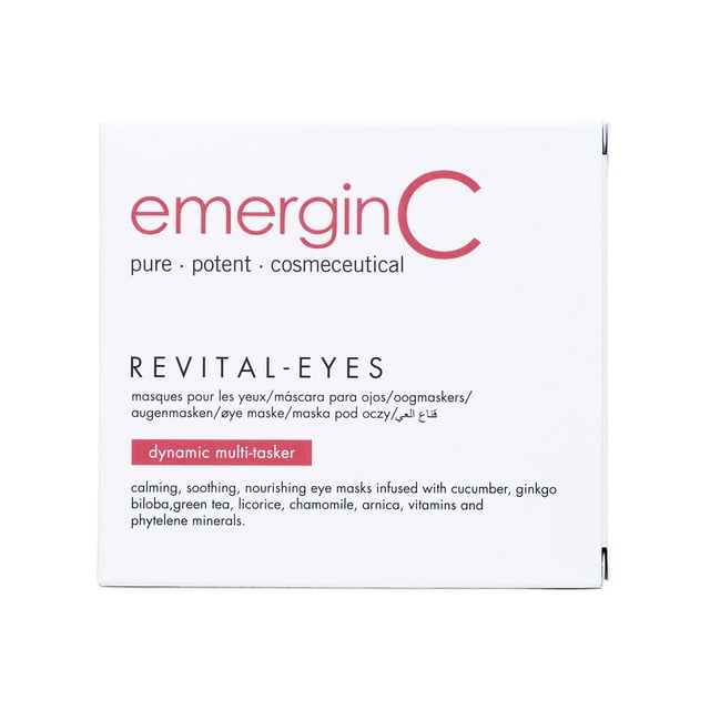 emerginC Revital-Eyes Mask - Almohadillas de gasa calmantes para los ojos con pepino + ginkgo para ayudar a la apariencia de ojos hinchados + ojeras debajo de los ojos - Refrigerar para una sensación