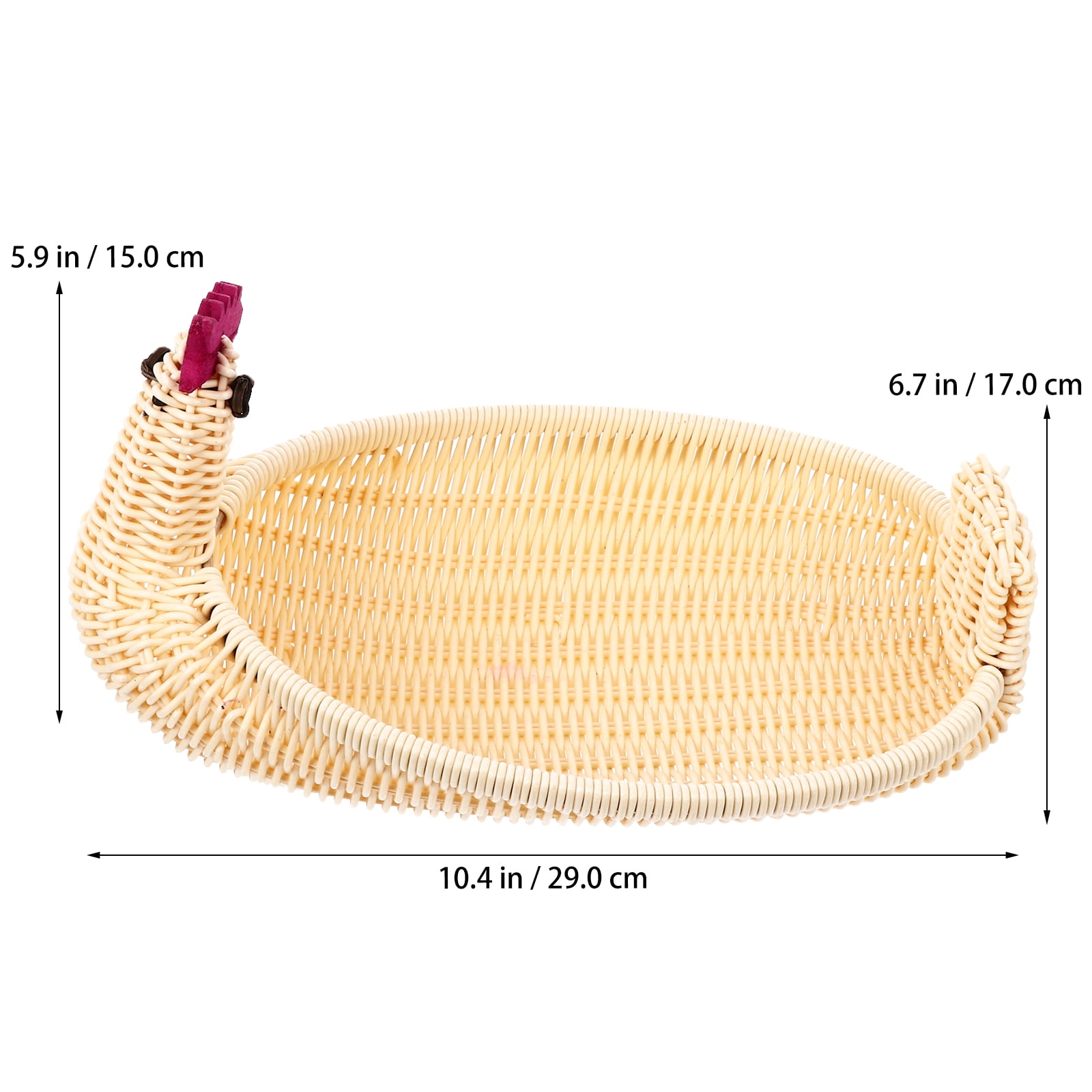 BEADCEST Beige Rattan Storage Baskets for Fruits and Candies with Animal Modeling 3Pcs