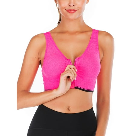 

YouLoveIt Women s Zipfront Padded Sports Bra Racerback High Impact Seamless Sport Bra Padded Stretch Fitness Tops Zipper Yoga Bras Workout Fitness Yoga Bras