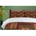 thumbnail image 4 of Ambesonne Geometric Duvet Cover Sets, Folk Shape, 2-King, Pink Green and Brown, 4 of 7