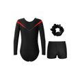 thumbnail image 5 of Aislor Kids Girls Long Sleeve Sparkle Gymnastics Leotard and Shorts Hair Scrunchies Ballet Dance Red 14, 5 of 7