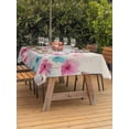 thumbnail image 3 of Outdoor Tablecloths with Umbrella Hole & Zipper, Blue Pink Flowers Rectangle Tablecloth 52x70 Inch, Spring Garden Floral Rustic Burlap Waterproof Table Cloth, Patio/Pool/Picnic Table Covers, 3 of 8
