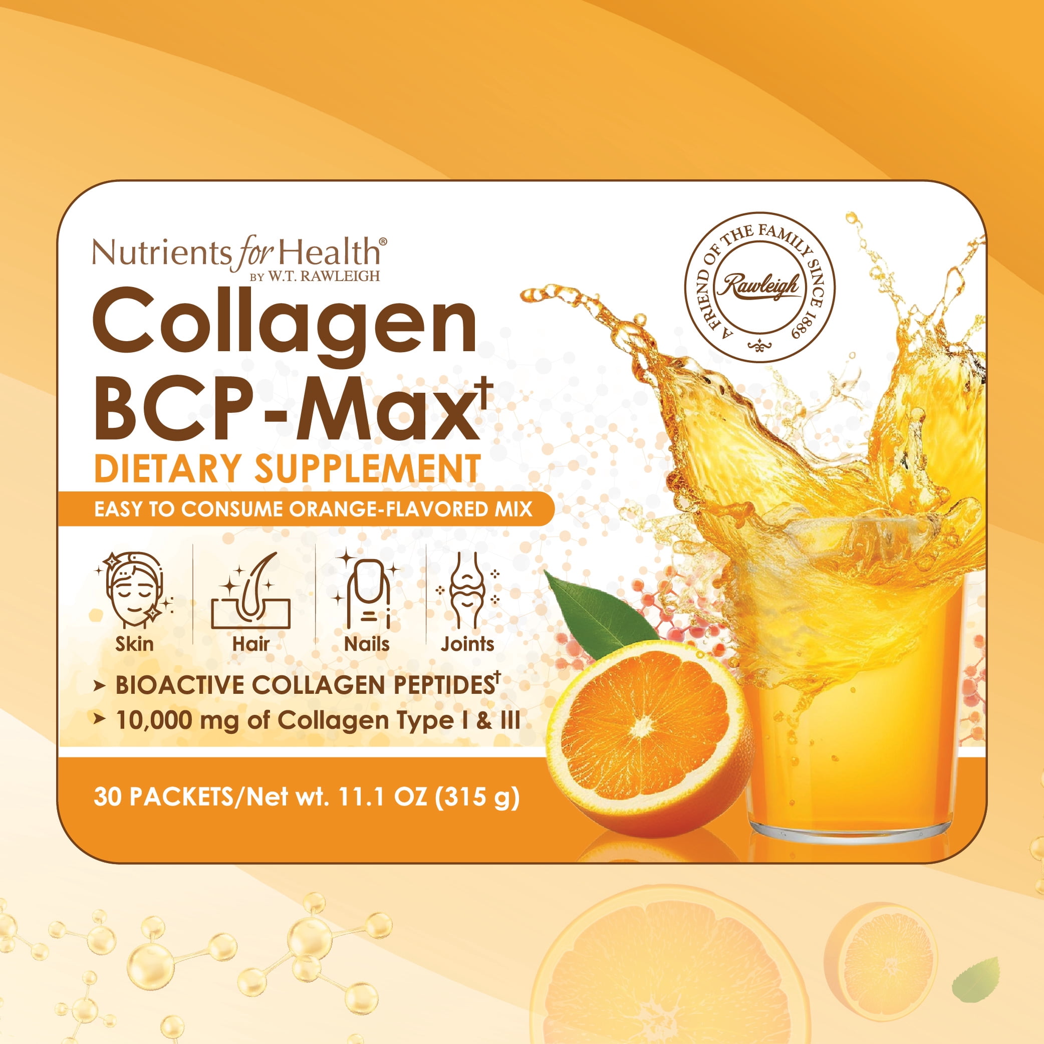 Rawleigh BCP-Max Bioactive Collagen Peptide Sachets for Skin & Joint Care, 30 Count