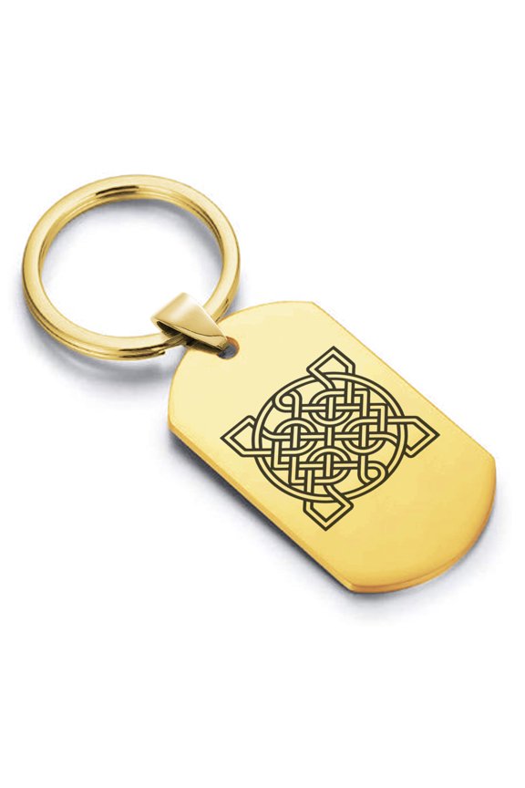 Stainless Steel Celtic Sailor's Knot Dog Tag Keychain Circle Ring