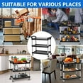 thumbnail image 1 of GloryStar 3-Tier Plastic Service Utility Cart with Wheels, Plastic Utility Cart Work Cart Lockable Wheel, Extra Large for Foodservice/Commercial/Restaurant/Office/Kitchen/Hotel, 1 of 8