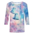 thumbnail image 4 of Gamivast Christmas Shirts for Women 3/4 Length Sleeve Tops Crew Neck Tunic Casual Dressy Blouse Holiday Trees Snowflake Santa Printed Xmas T Shirts Party Loose Fitted Winter Fashion Tops 5XL, 4 of 6