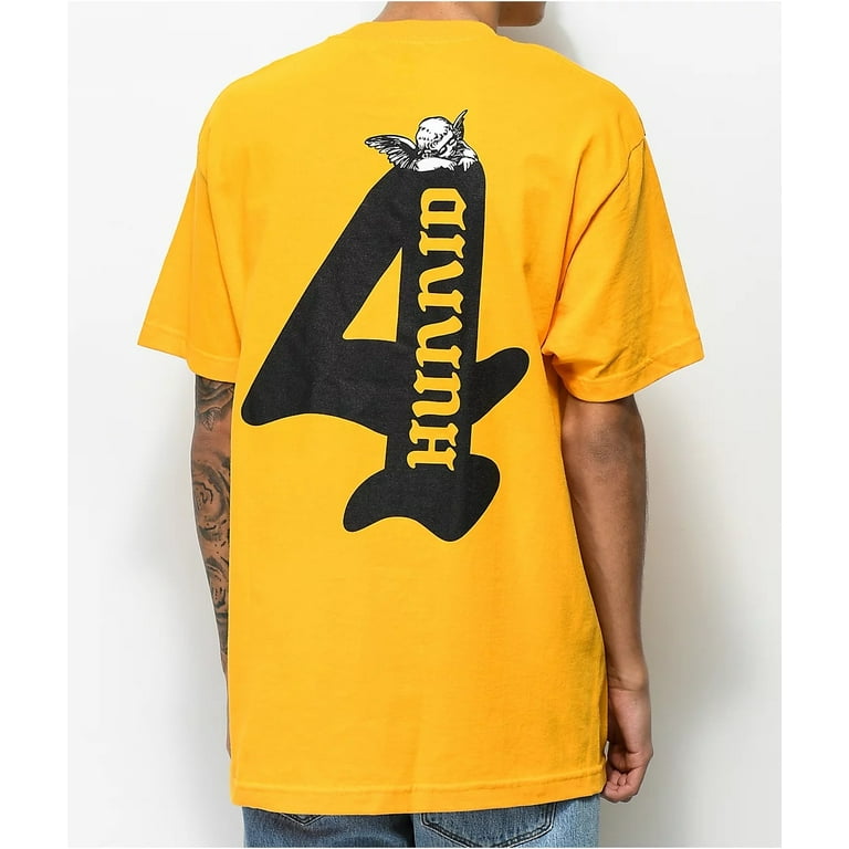 4hunnid YG Men s T Shirt Cupid Short Sleeve Crewneck Tee Medium Gold