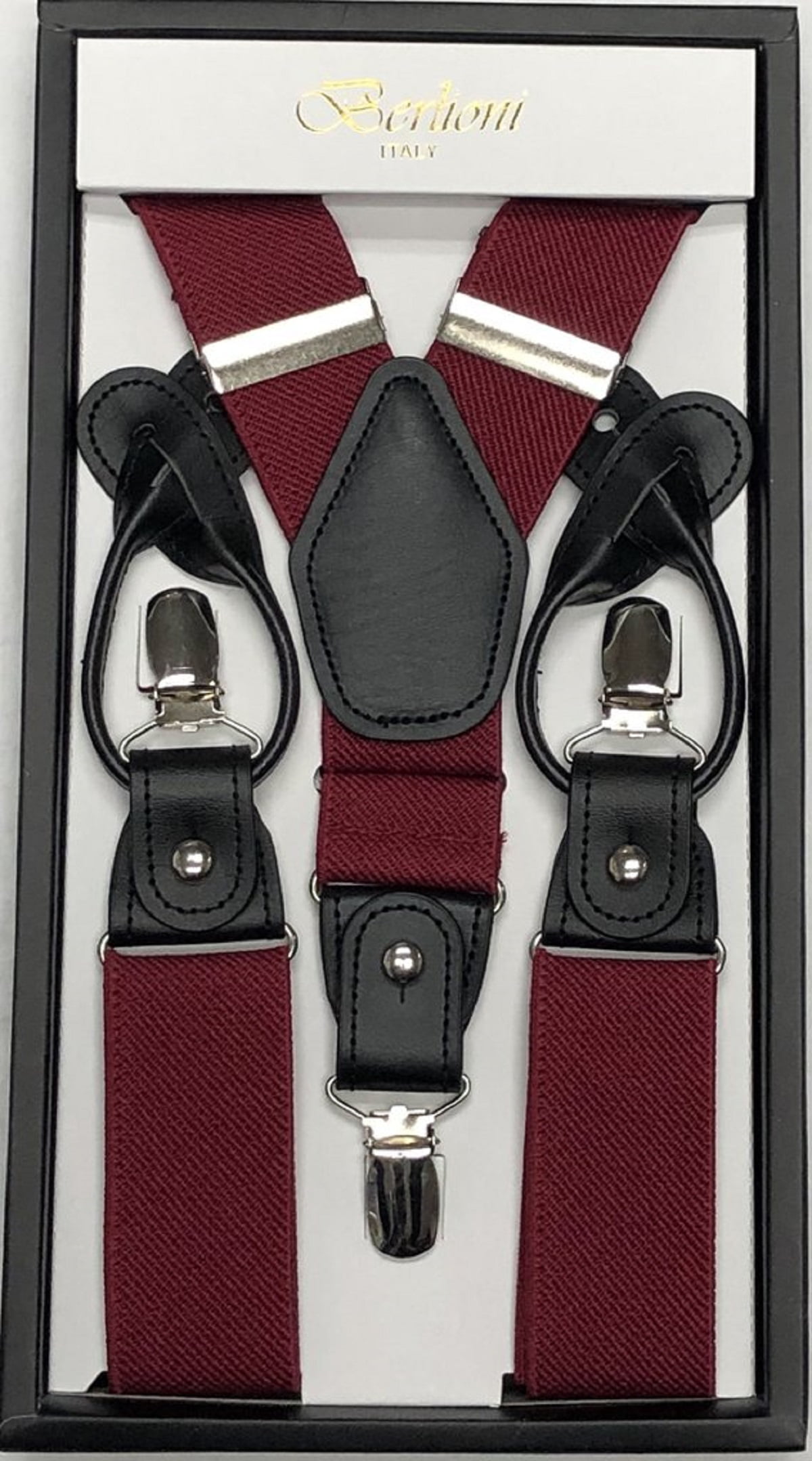 Unisex Stylish Vintage Clip-on Suspenders Y-Back Braces Faux Leather Braces 