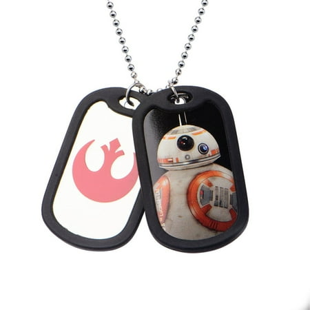 Rubber Silencer - Men's Stainless Steel Episode 7 BB-8 with Rubber Silencer Double Dog Tag Pendant