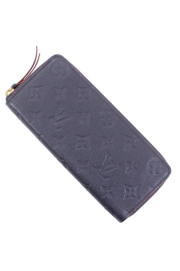 Pre-Owned Louis Vuitton Monogram Empreinte Portefeuille Clemence Marine Rouge Leather...