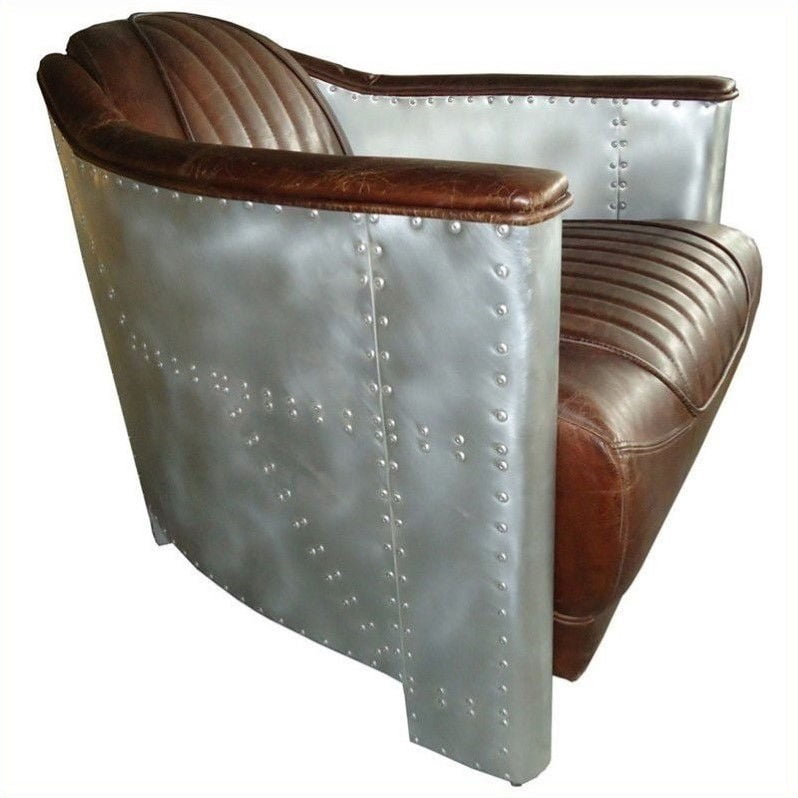 Dublin Metal And Leather Club Chair, Metal And Leather Chair