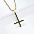 thumbnail image 2 of PAMTIER Unisex Stainless Steel Personality Rock Smooth Inverted Cross Pendant Amulet Crucifix Necklace Hip Hop Non-mainstream Gold 23.6" Chain, 2 of 5