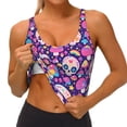 thumbnail image 2 of Sikiie cute rainbow mushroom Skull Print Strappy Sports Bra for Women Padded Push Up Sports Bra Athletic Running Sports Bra Workout Bra Yoga Bra, 2 of 5