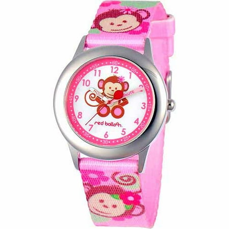 Pretty Girl Monkey Stainless Steel Watch, Pink Strap
