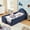 Blue, variant on Twin Size Bed Frame with Dinosaur Headboard, Upholstered Boucle Fabric Twin Daybed with Safety Guardraild, Low Profile Platform Bed Frame for Girls and Boys